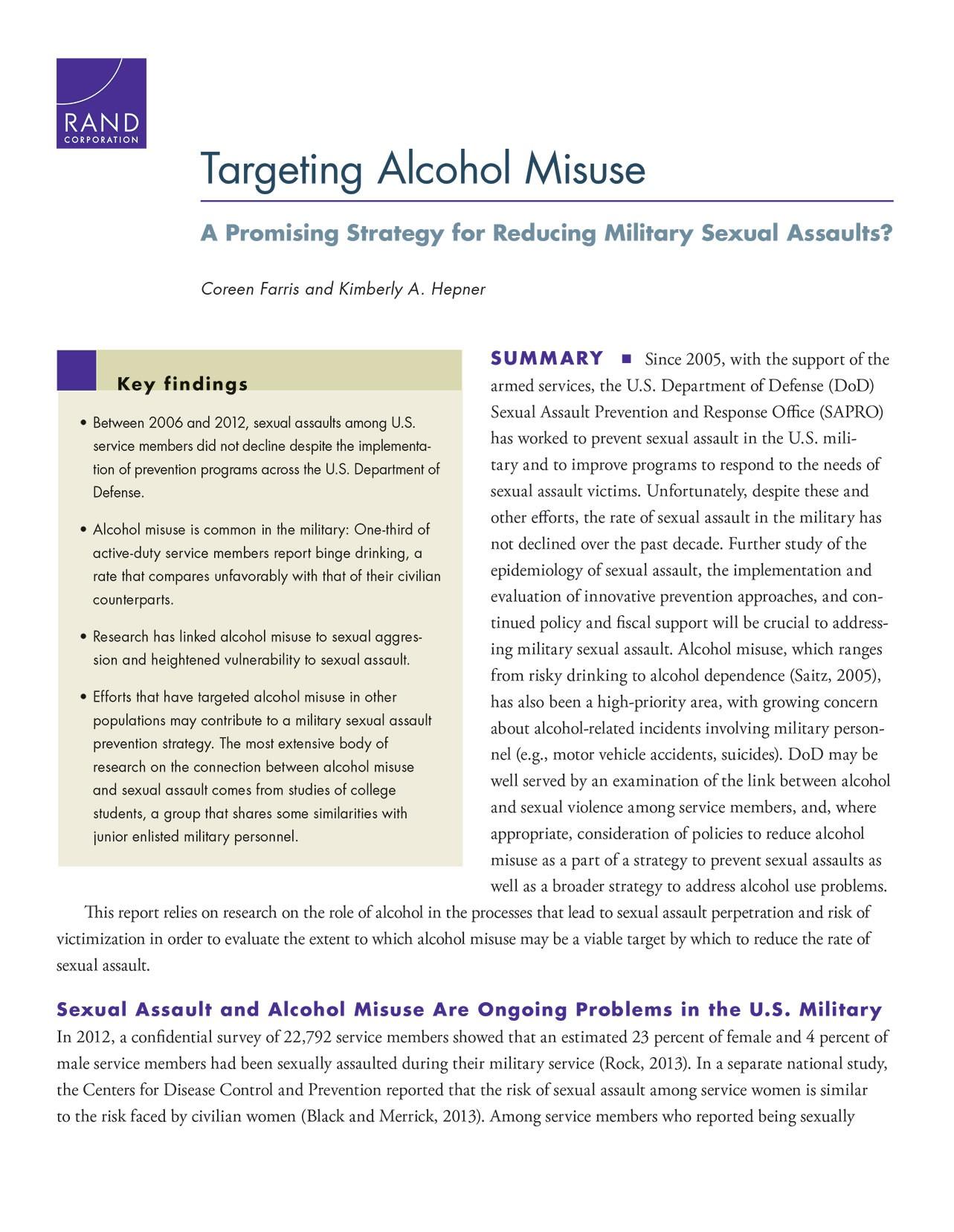 Targeting Alcohol Misuse A Promising Strategy for Reducing