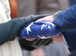 Folded American flag for a military funeral ceremony