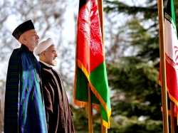 Afghanistan's President Hamid Karzai and Iran's President Hassan Rouhani