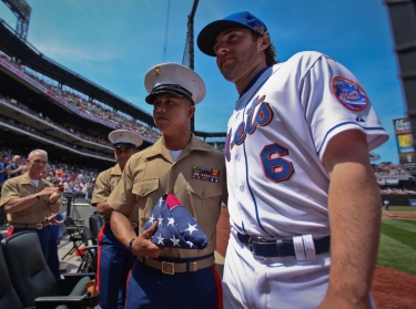 Sgt. Jaime Balderrama is honored by the New York Mets as Veteran of the Game, part of the Welcome Back Veterans initiative