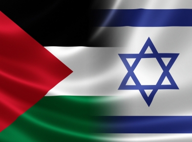 Merged Israeli and Palestinian flags