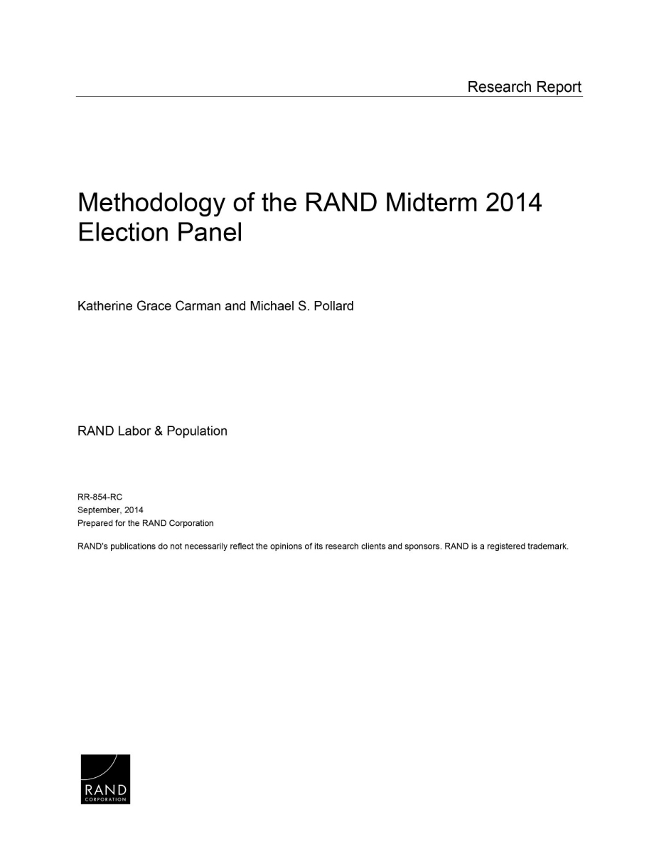 Methodology Of The Rand Midterm 2014 Election Panel Rand - 