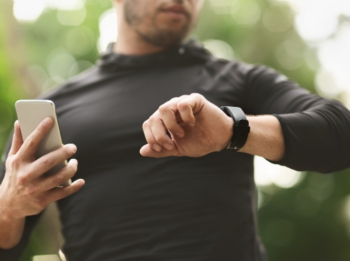 A man using wearable sensor technology