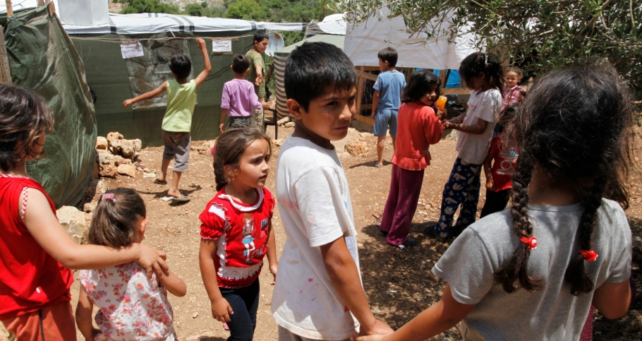 Syrian refugee children in the Ketermaya refugee camp, outside Beirut, Lebanon on June 1, 2014, photo by Dominic Chavez/World Bank