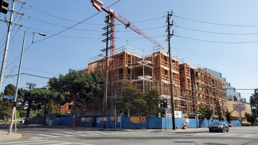 Construction of the Missouri Place housing project in Los Angeles, California