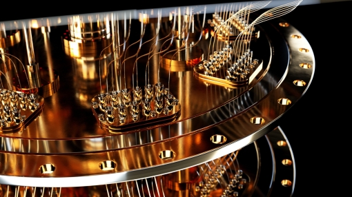 Close view of a quantum computer