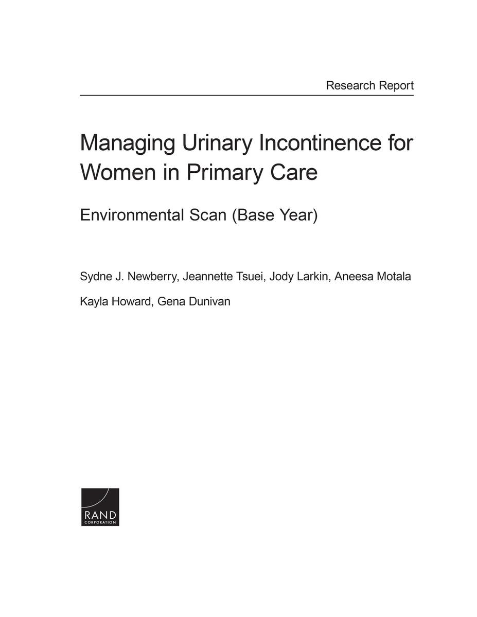 Managing Urinary Incontinence for Women in Primary Care Environmental