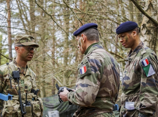 U.S. and French soldiers at the Joint Multinational Readiness Center in Hohenfels, Germany, March 2017