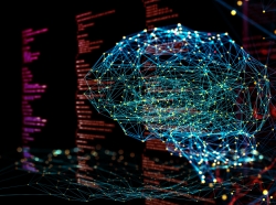 Digital background depicting innovative technologies in (AI) artificial systems, neural interfaces and internet machine learning technologies, photo by MF3d/Getty Images