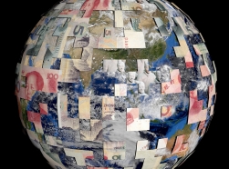 Earth partially covered by Chinese Yuan, image by Stephen Finn/Adobe Stock