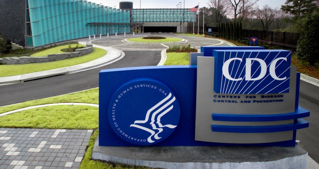 The exterior of the Tom Harkin Global Communications Center, otherwise known as Building 19, located on the Centers for Disease Control and Prevention's Roybal Campus in Atlanta, Georgia.