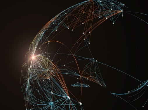 Connected dotted lines representing a network