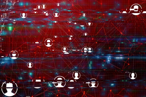 Illustration of social media users and trolls