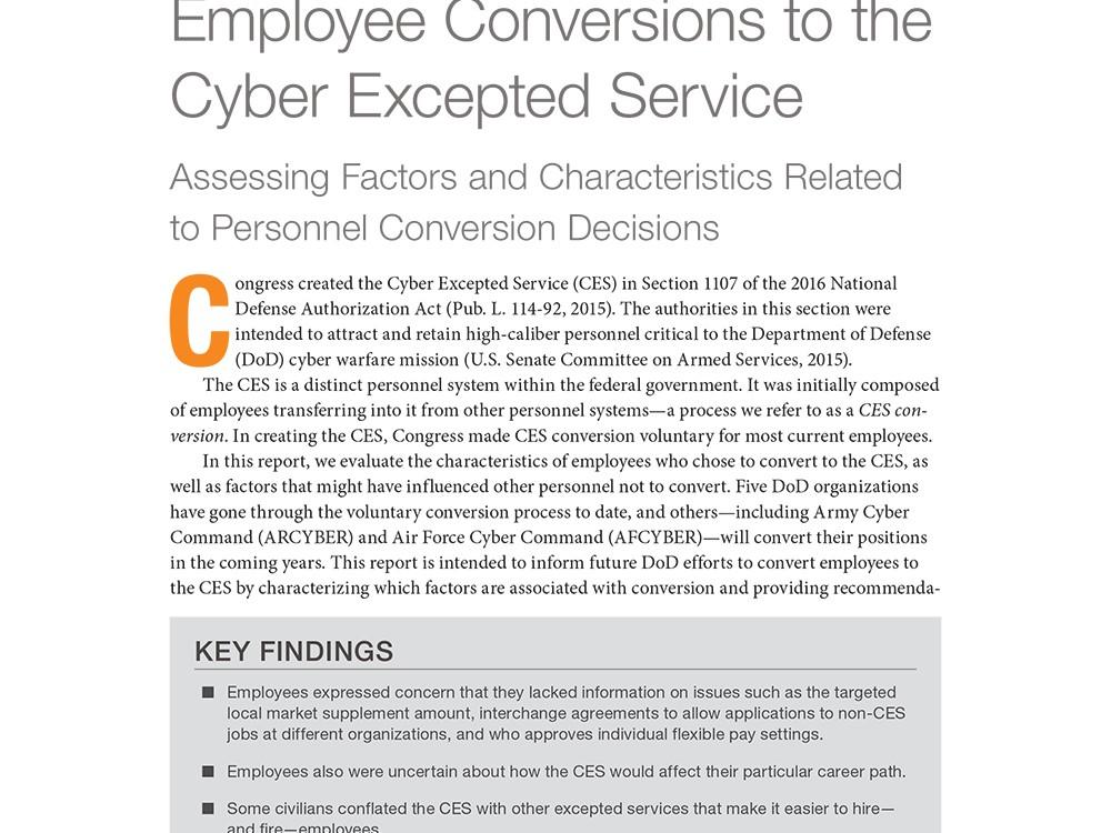 Employee Conversions to the Cyber Excepted Service Assessing Factors