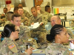 Company commanders, first sergeants and other members of command teams from across the 9th Mission Support Command, the U.S. Army Reserve command of the Pacific, listen during the classroom training portion of "How to BA Day.", photo by U.S. Army