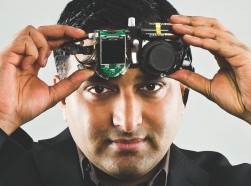 Ramesh Raskar, who invented a camera that operates at the speed of light to see around corners and do-it-yourself tools for medical imaging of the eye, photo by Len Rubenstein, courtesy of the Lemelson-MIT Program