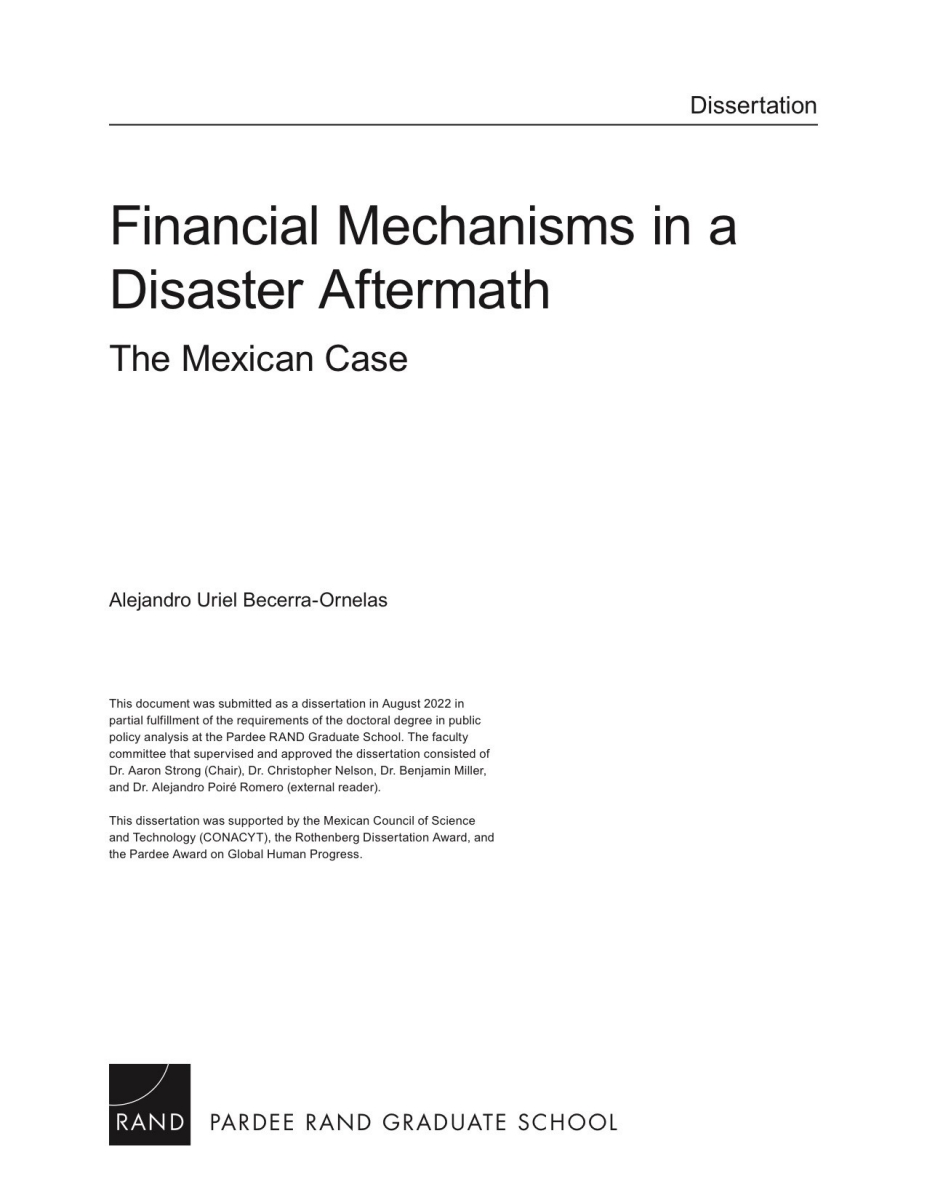Financial Mechanisms in a Disaster Aftermath