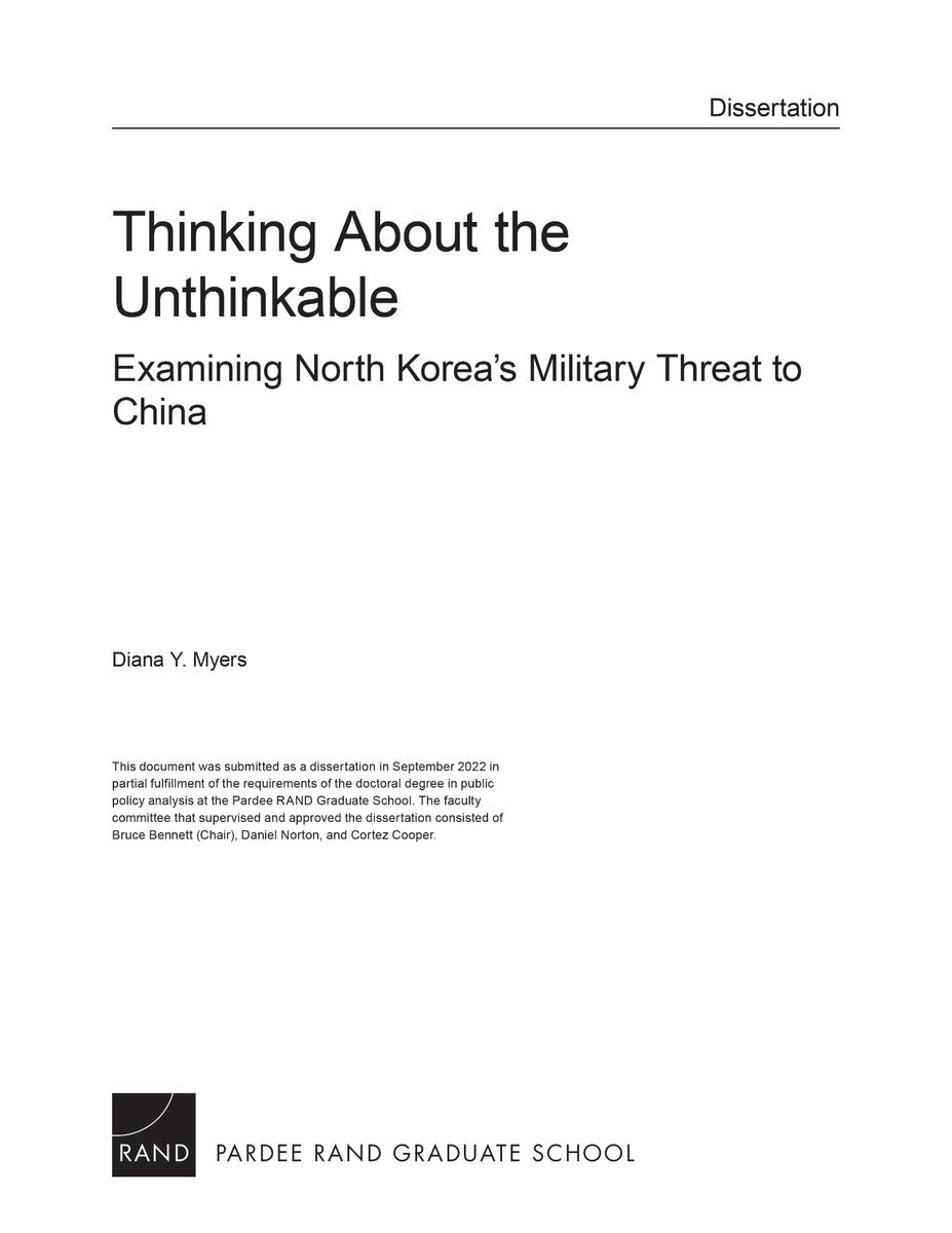 afskaffe krave At lyve Thinking About the Unthinkable: Examining North Korea's Military Threat to  China | RAND