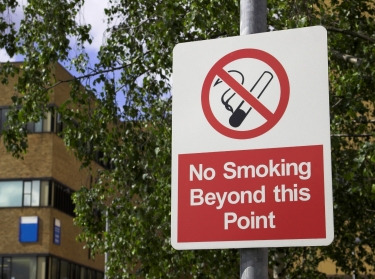 A red No Smoking sign