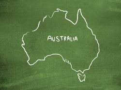 Map of Australia on chalkboard