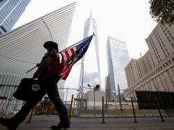 A man arrives at the World Trade Center complex on the 15th anniversary of the 9/11 attacks in New York City, September 11, 2016