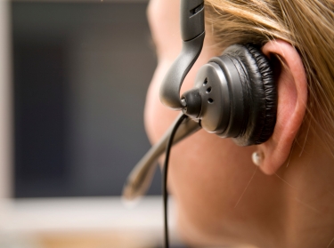 Close up of a woman in a call center