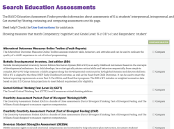 Screenshot of RAND Education Assessment Finder tool