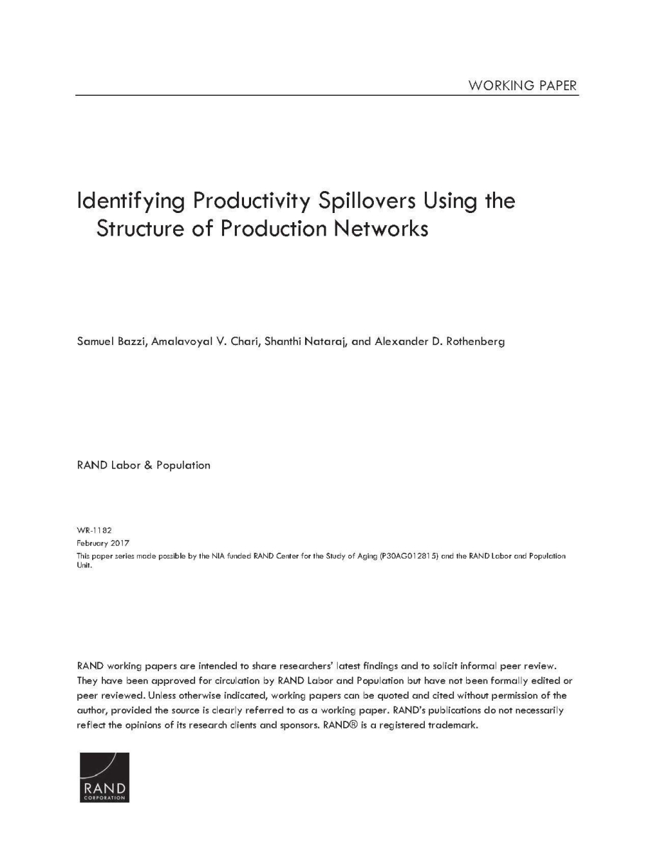 Identifying Productivity Spillovers Using The Structure Of Production ...