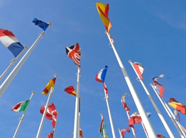 european flags on poles