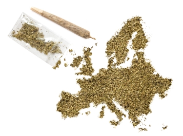 Marijuana in the shape of Europe and a joint