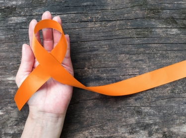 Orange ribbon raising awareness of leukemia, kidney cancer, multiple sclerosis, photo by Chinnapong/Adobe Stock