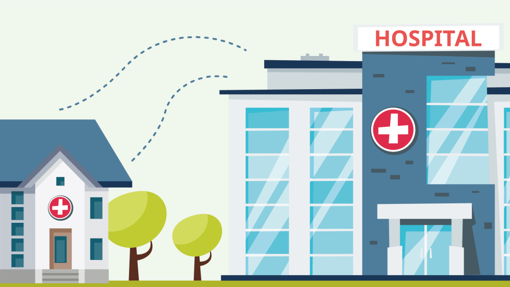 Local care center and hospital, illustration by Jess Plumridge/RAND